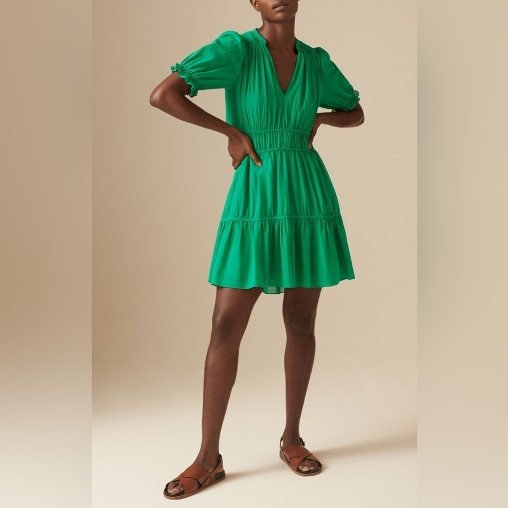 ME+EM Pleated V-Neck Cotton Mini Dress 4
